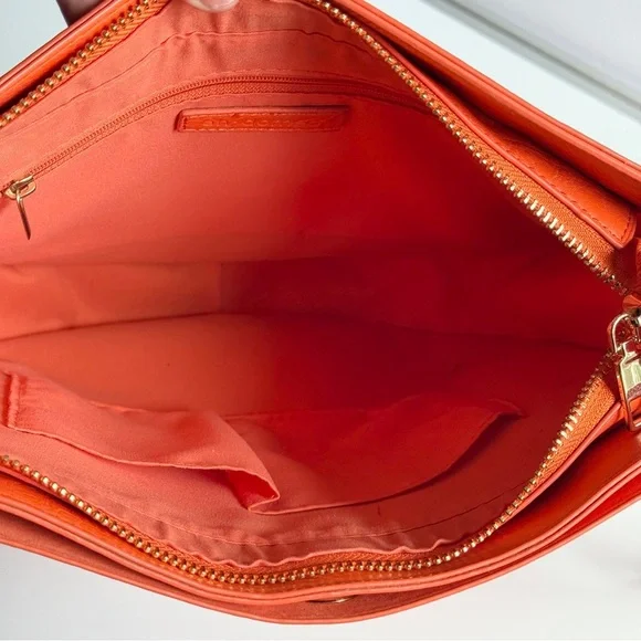 Ah • Adorned Orange Vegan Leather Shoulder Bag Boho Chic Crossbody Handbag - Picture 8 of 12